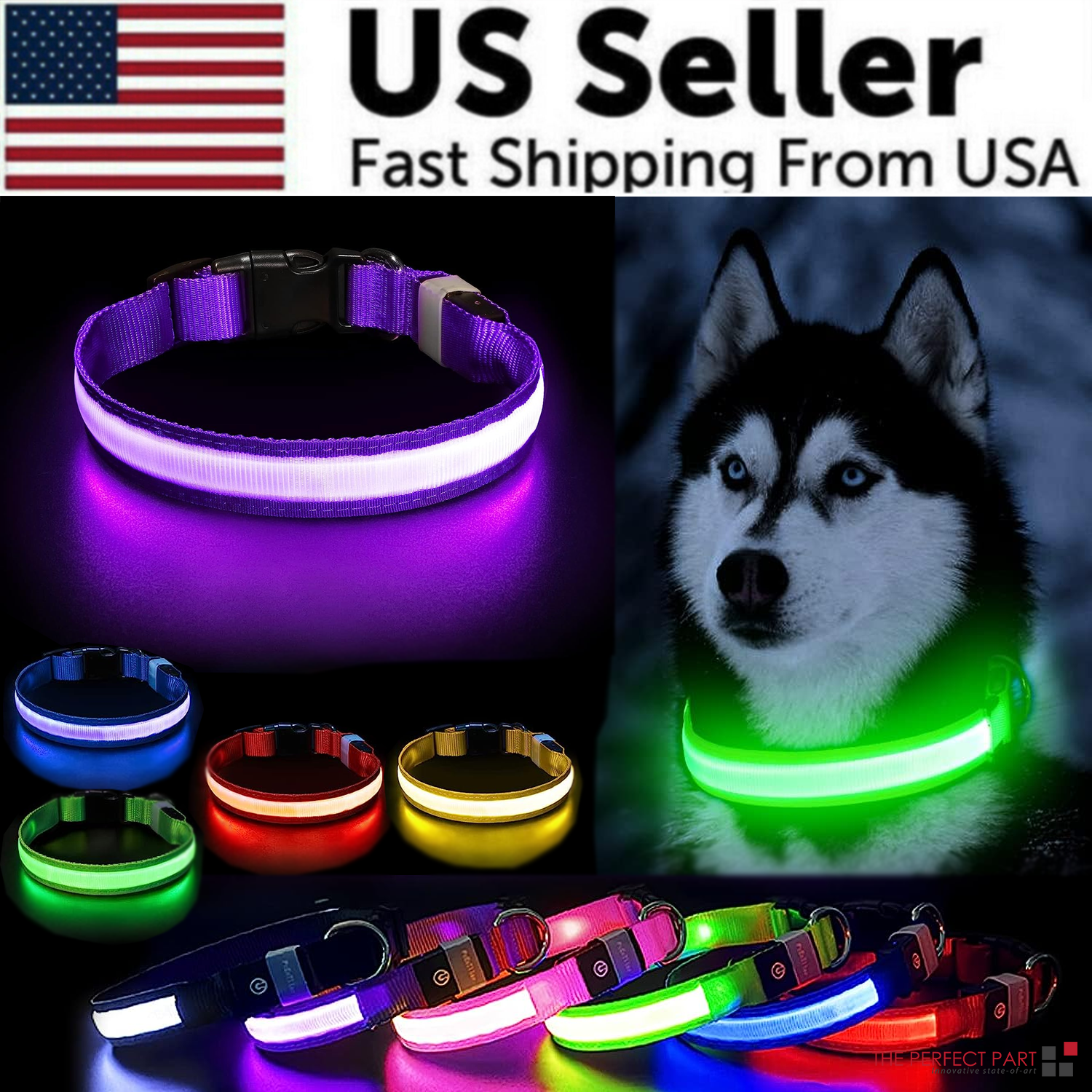LED Light-Up Adjustable Dog Collar – image 1