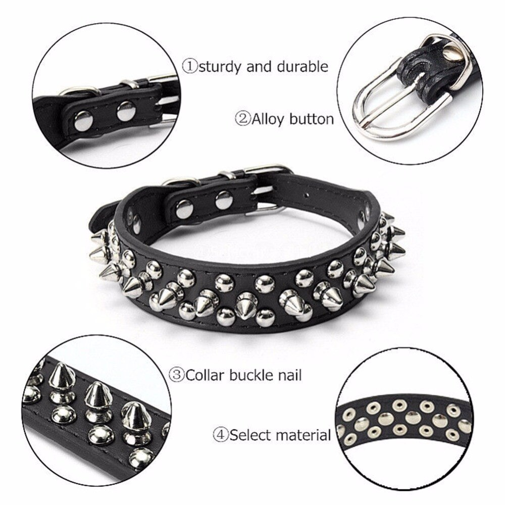 Adjustable Spiked PU Leather Dog Collar – image 3