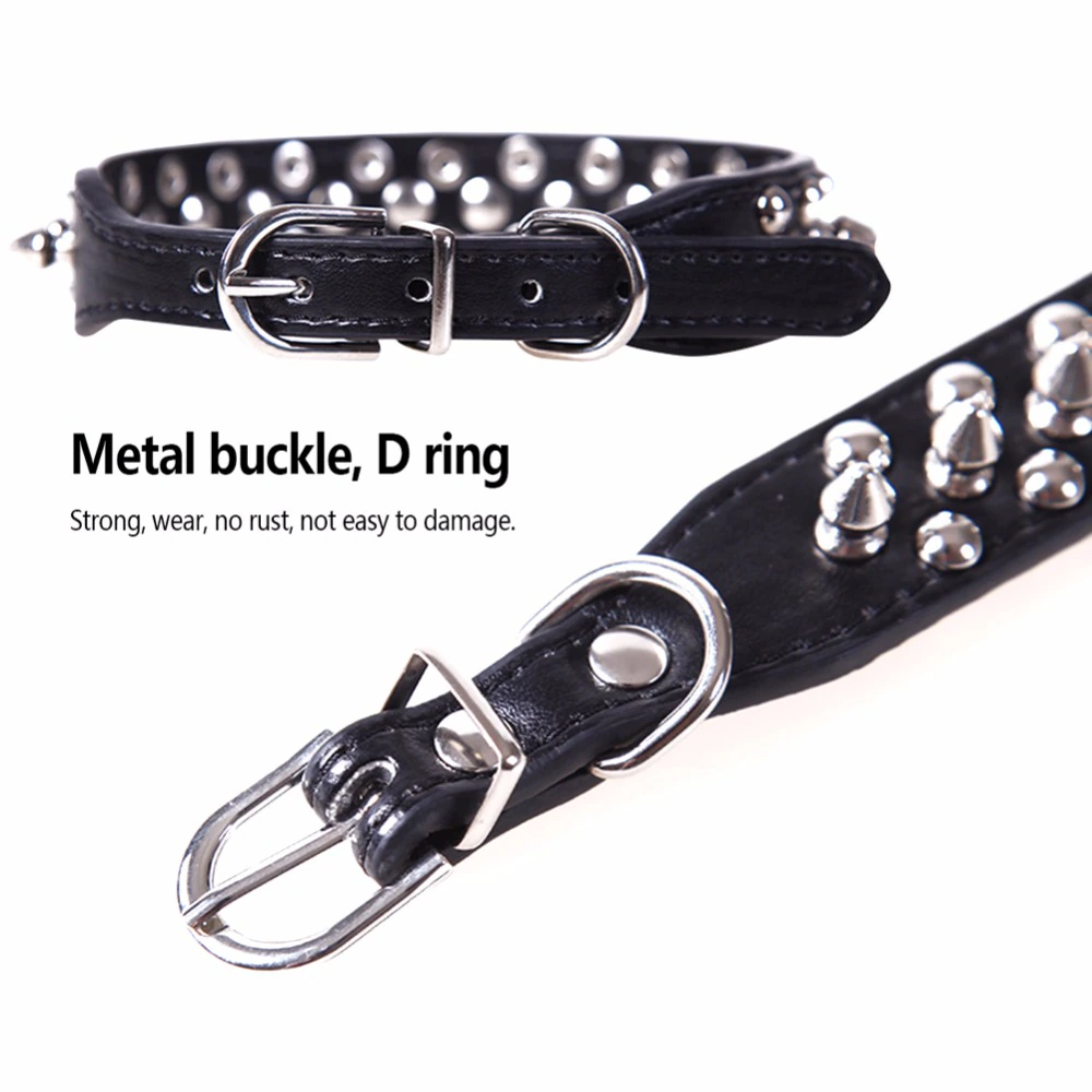 Adjustable Spiked PU Leather Dog Collar – image 6