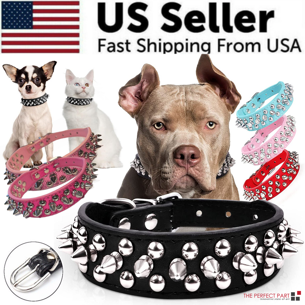 Adjustable Spiked PU Leather Dog Collar – image 1