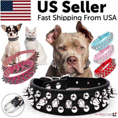 Adjustable Spiked PU Leather Dog Collar – image 1