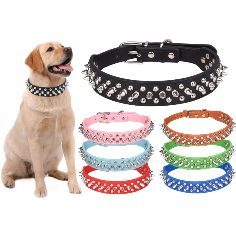Adjustable Spiked PU Leather Dog Collar – image 2