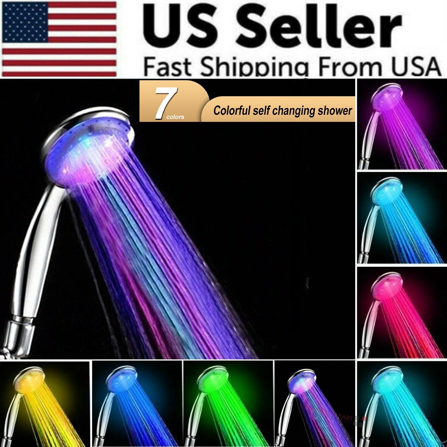 7-Color LED Handheld Shower Head – image 1