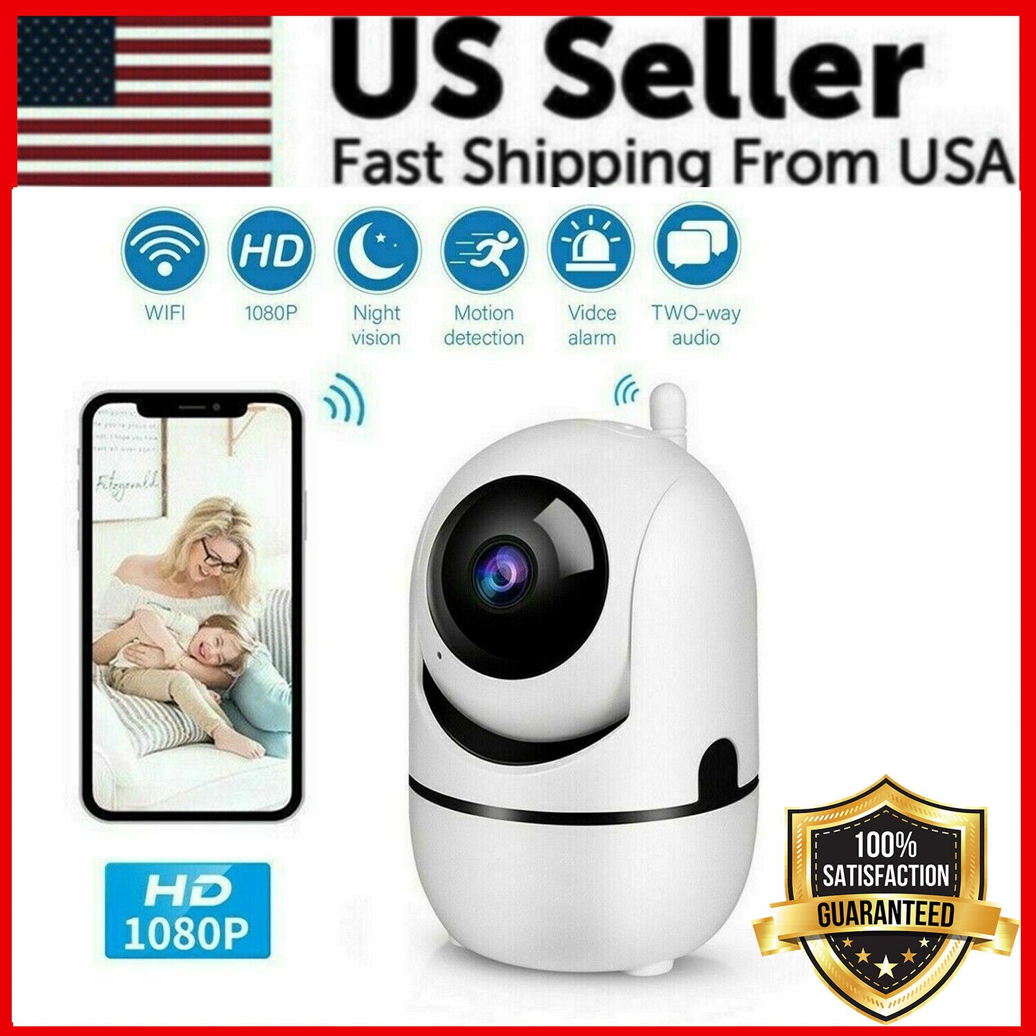 1080p Pan-Tilt Wi-Fi Indoor Security Camera – image 1