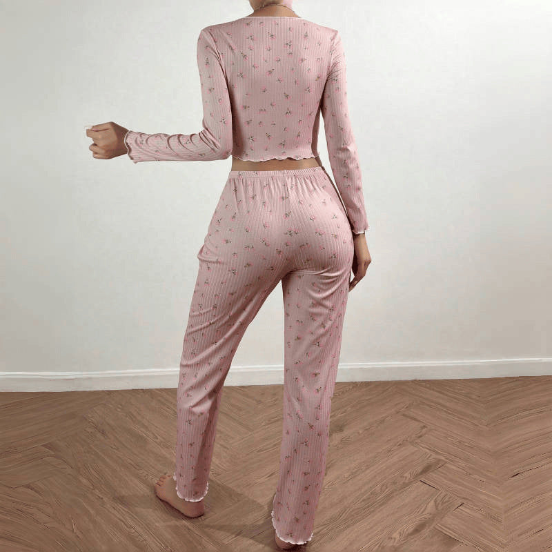 Women's Ribbed Printed Lounge Set – image 3