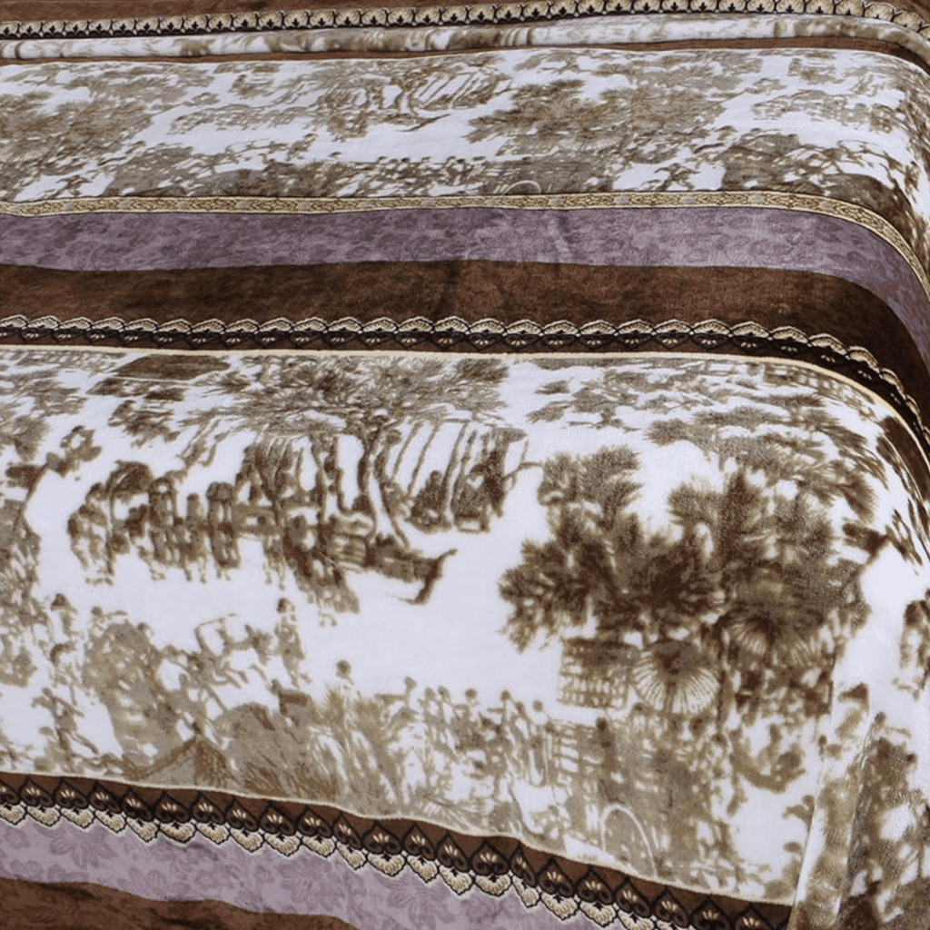 DaDa Bedding Elegant Twilight Lavender Brown Floral Flannel Mink