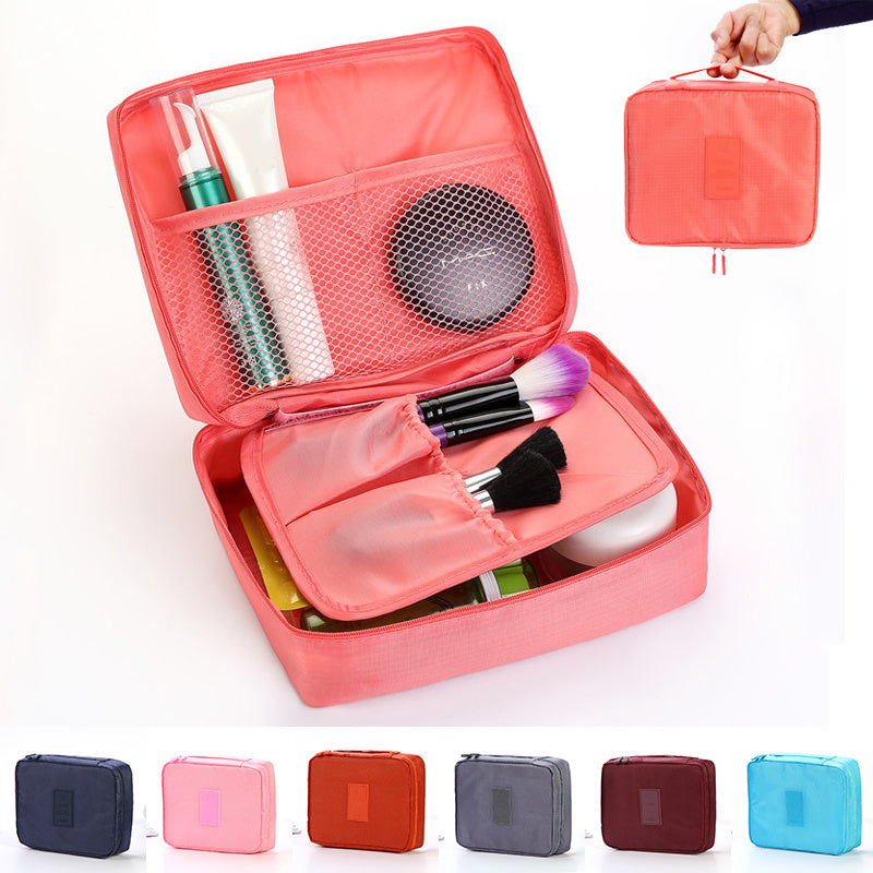 Portable Cosmetic Bag Waterproof Divider Multi-grid Pockets Toiletry B