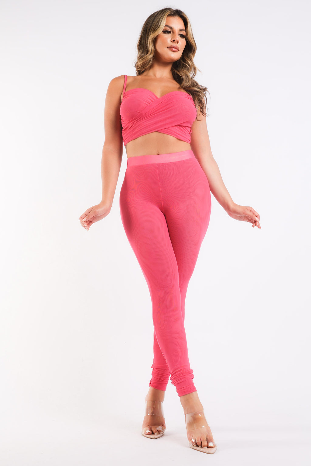 Fuchsia Mesh-Panel Activewear Set – image 5