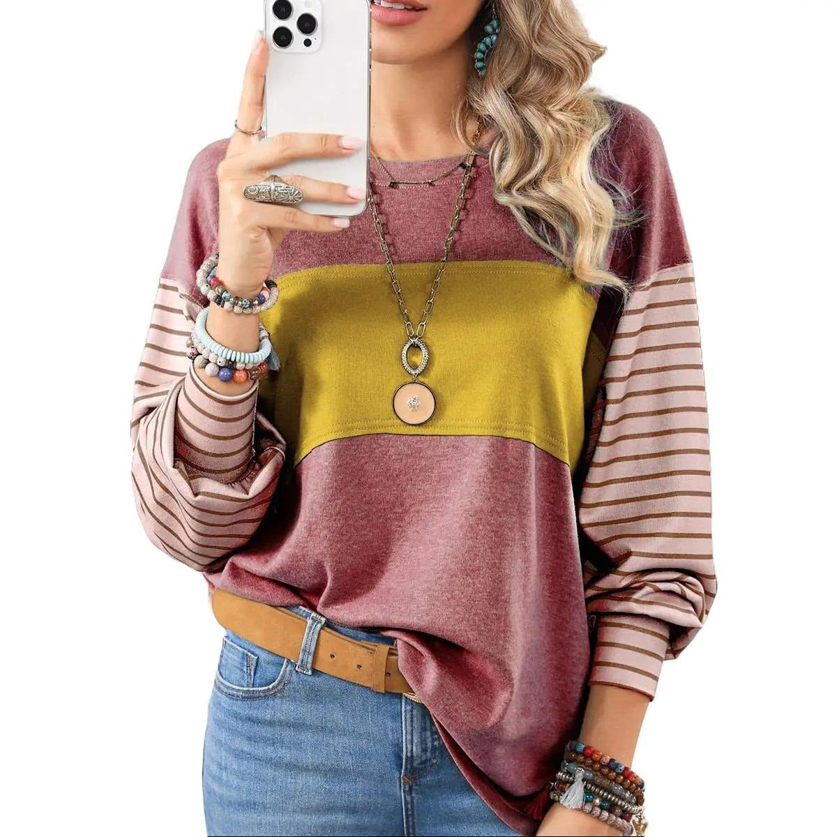 Women's Striped Long-Sleeve Henley Top – image 5