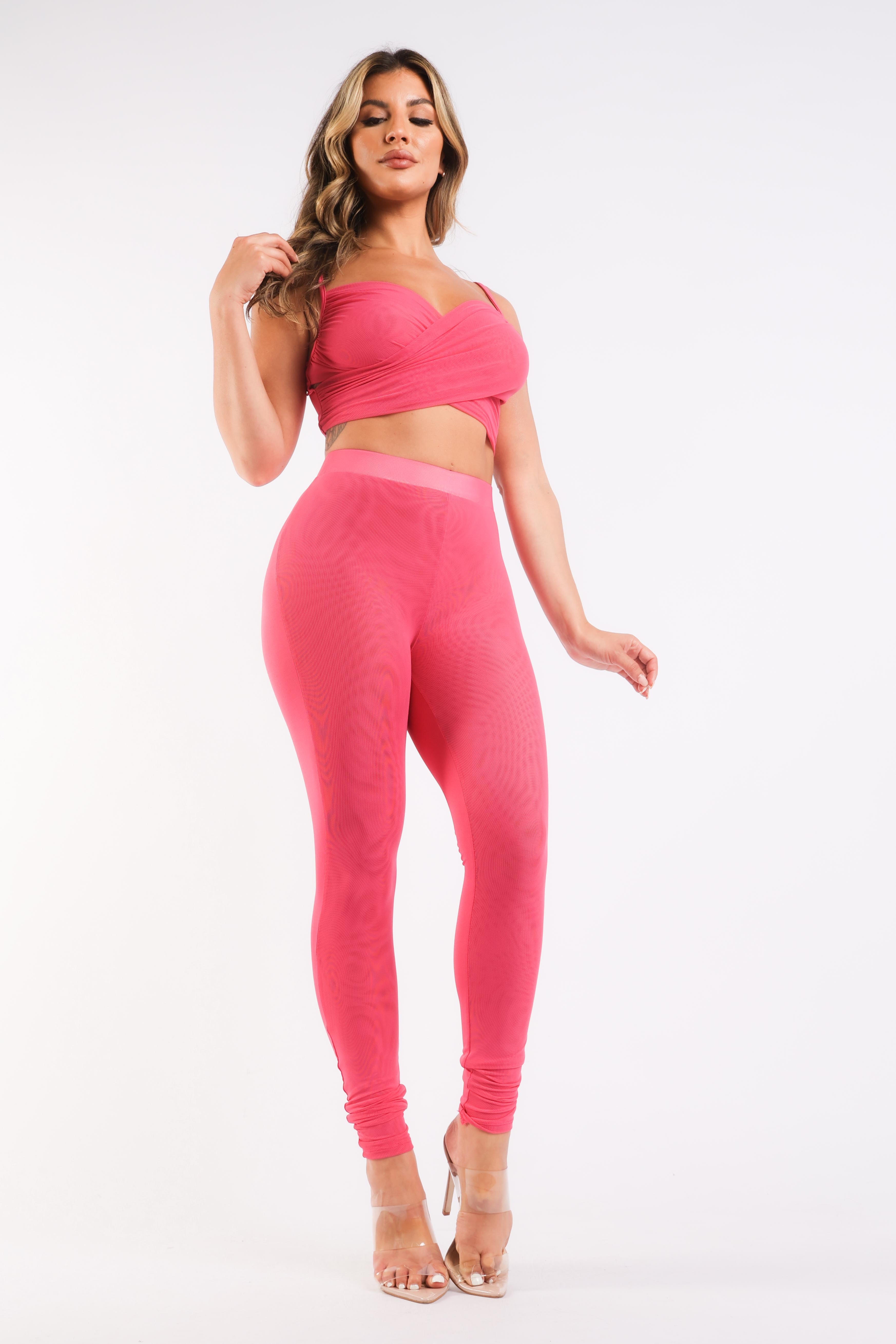 Fuchsia Mesh-Panel Activewear Set – image 1