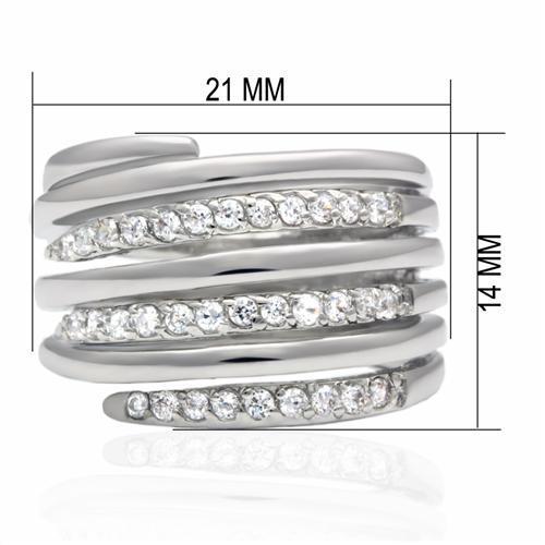 Clear CZ Rhodium-Plated Brass Ring – image 2