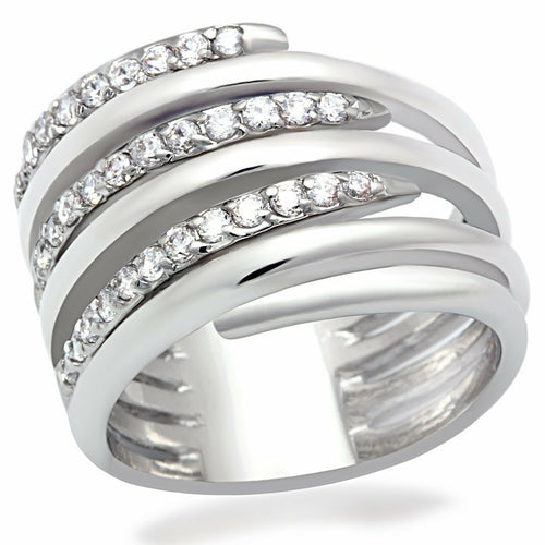 Clear CZ Rhodium-Plated Brass Ring – image 4