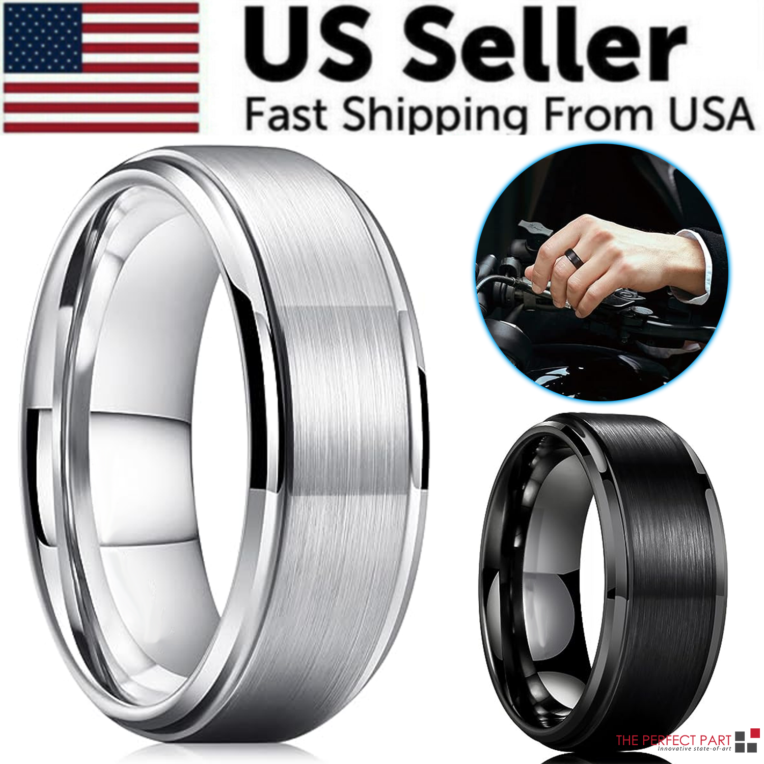 Brushed Tungsten Carbide Wedding Band – image 1