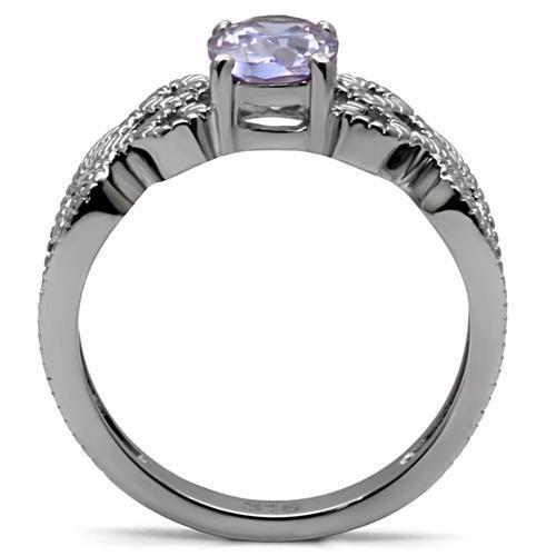 Light Amethyst Stainless Steel CZ Ring – image 4