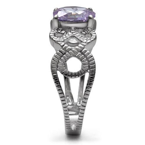 Light Amethyst Stainless Steel CZ Ring – image 5